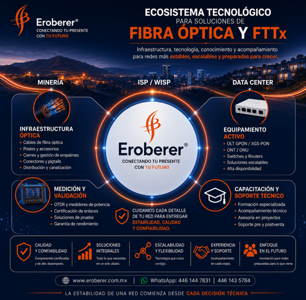 Ecosistema tecnológico Grupo Eroberer en fibra óptica y FTTx